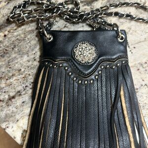 The Chic Bag Black Leather Fringe Crossbody